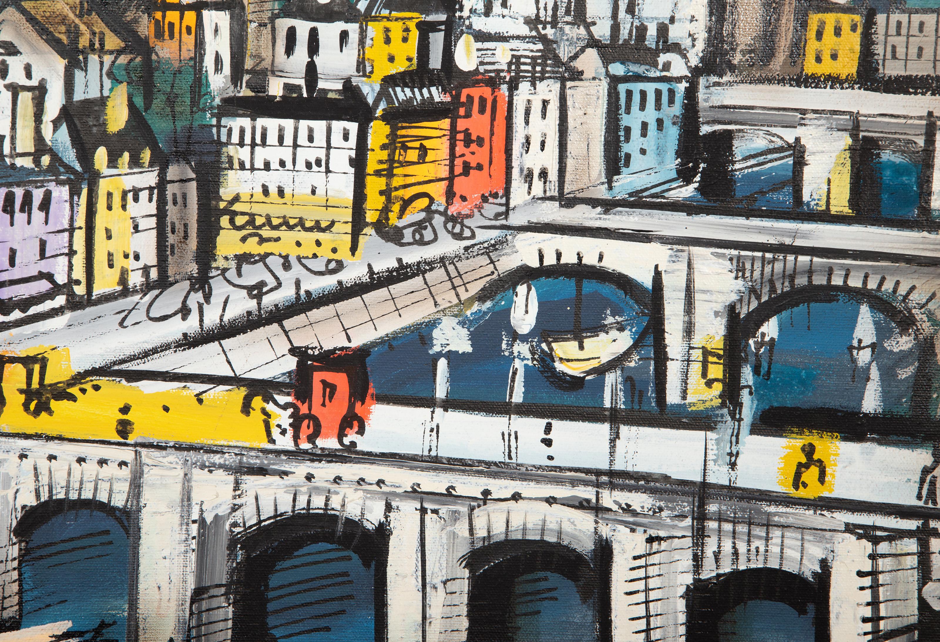 Puentes de París 1, Pintura acrílica moderna de Charles Cobelle en venta 2