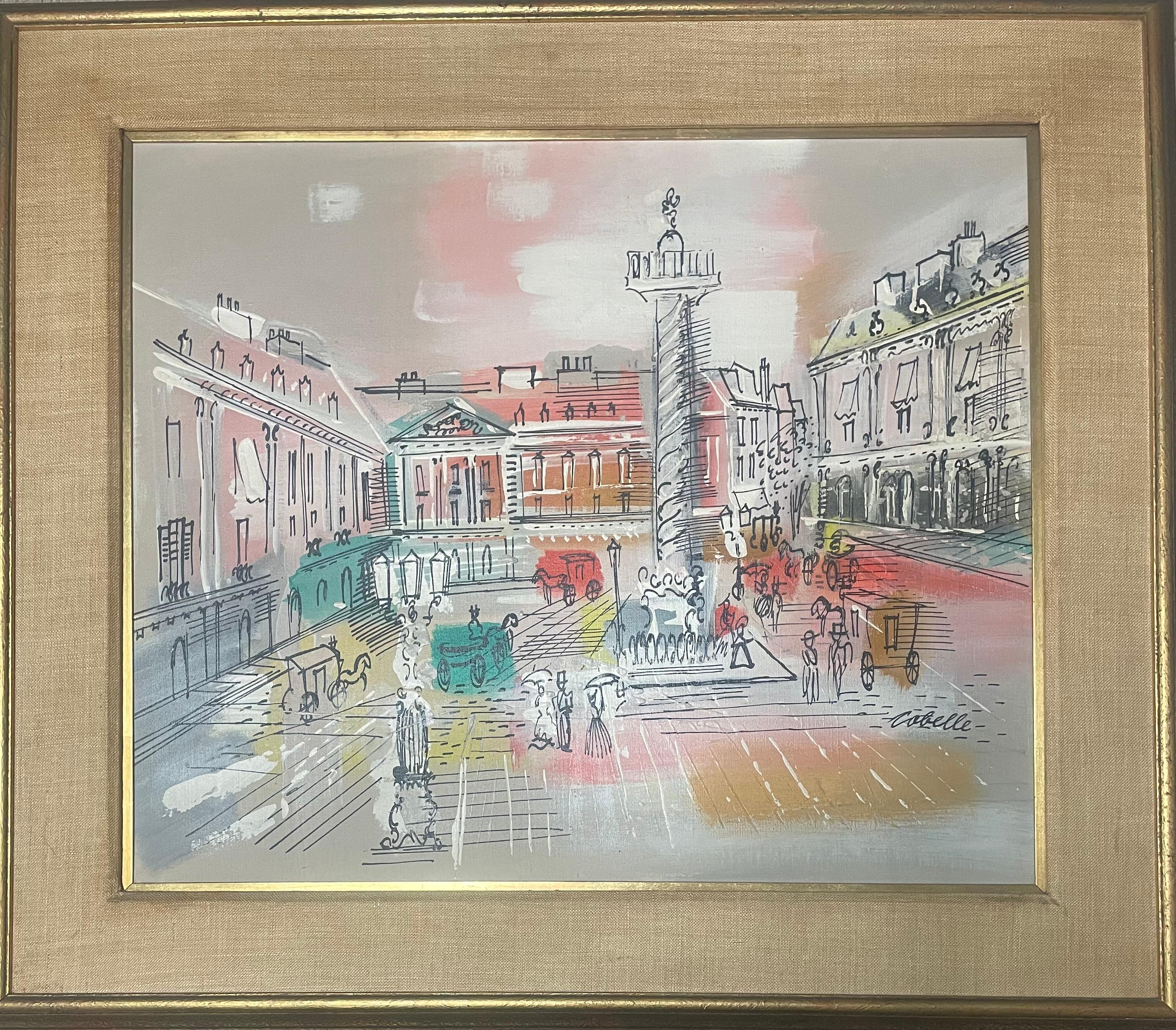Pariser Szene – Painting von Charles Cobelle
