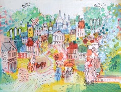 Calles de París con Moulin Rouge 2, Pintura acrílica de arte popular de Charles Cobelle