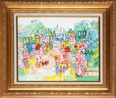 Calles de París con Moulin Rouge 2, Pintura acrílica de arte popular de Charles Cobelle