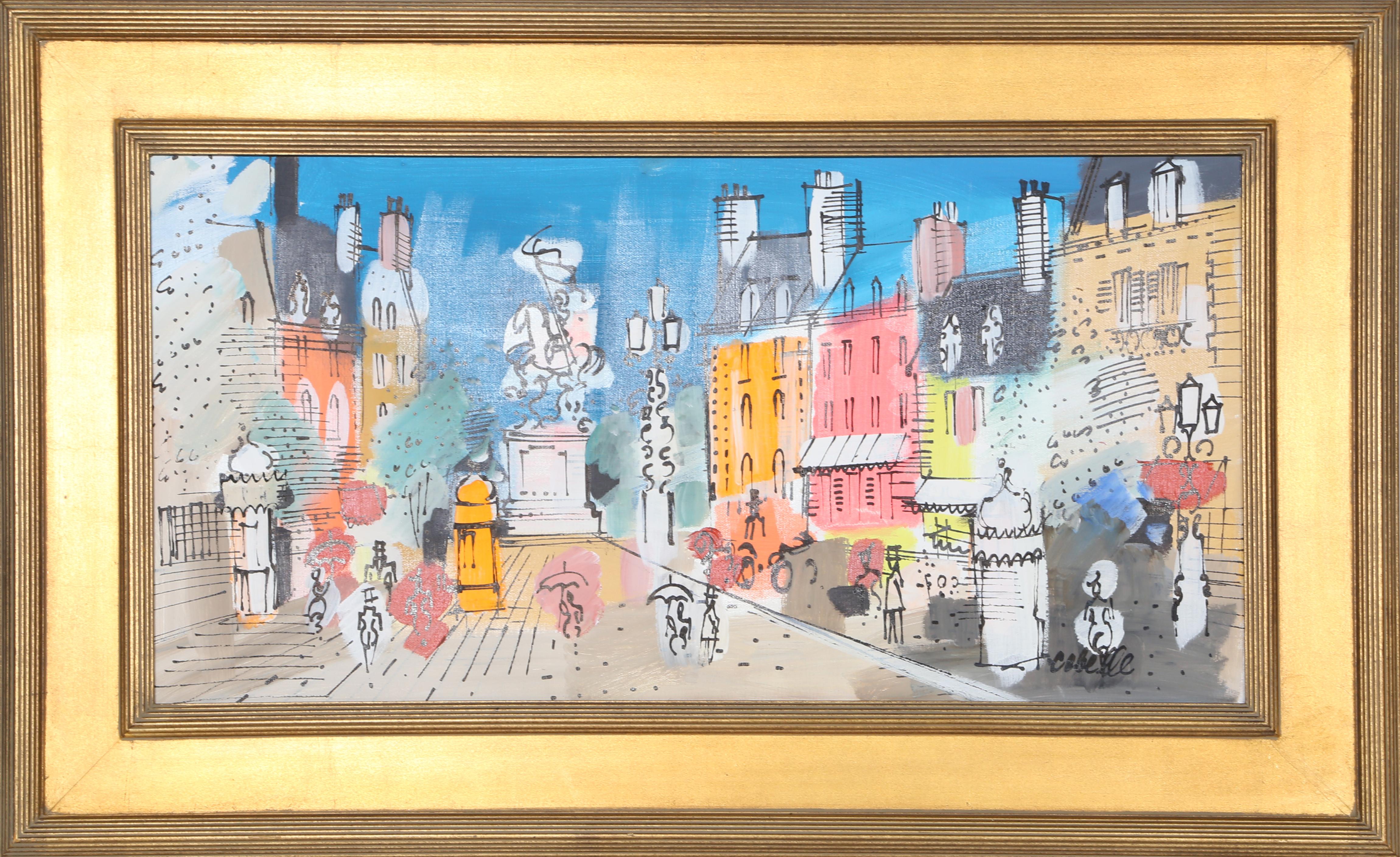 Artist:  Charles Cobelle, French (1902 - 1994)
Title:  Paris Street Scene
Year:  circa 1968
Medium:  Acrylic on Canvas, signed l.r.
Image Size:  15 x 30 inches
Frame Size:  23 x 37 inches



  