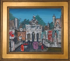 Town, Framed Acrylic Painting by Charles Cobelle