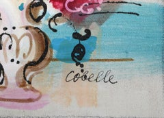 Vase with Flowers, Still Life Acrylic Painting by Charles Cobelle