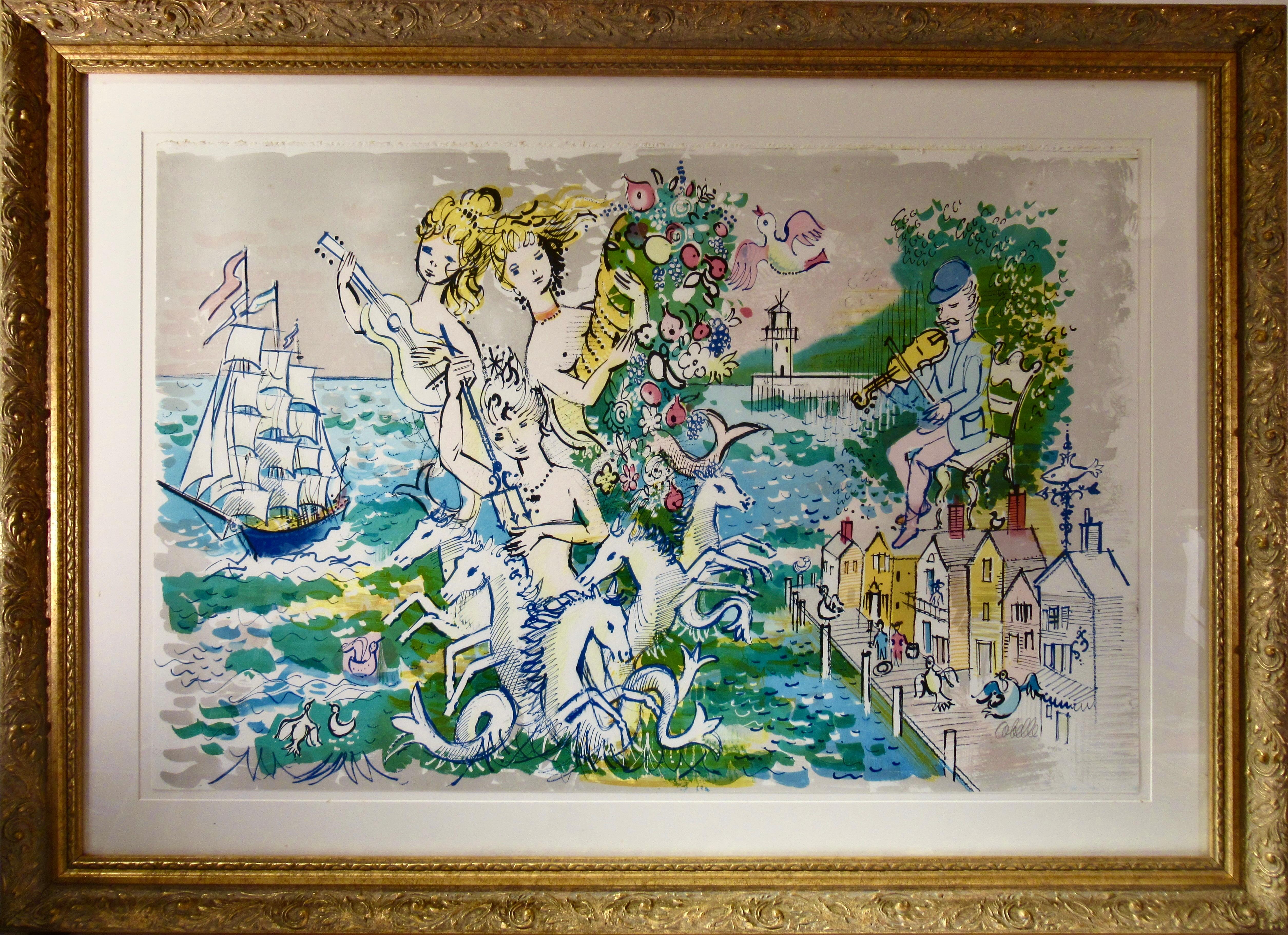 Nude Print Charles Cobelle - Le violon et les sirènes