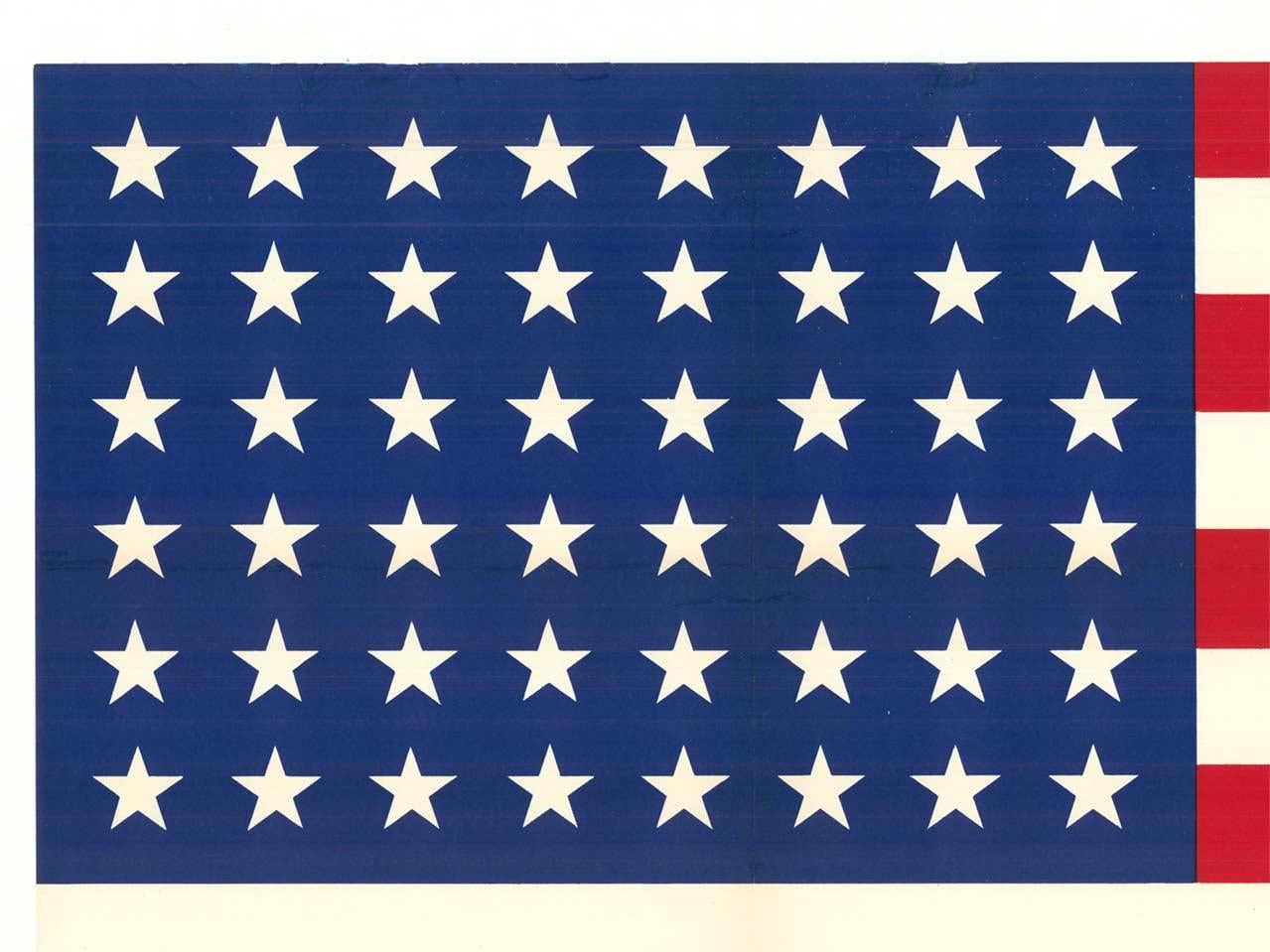 Original „Give It Your Best“ 48-Sterne große amerikanische Flagge Vintage-Poster  1942 – Print von Charles Coiner