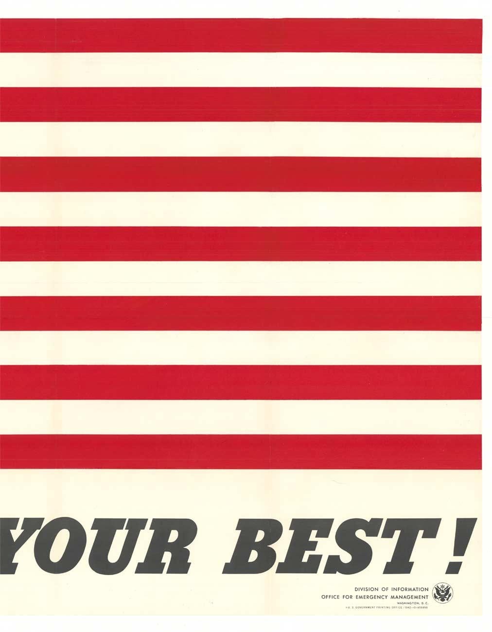 Original „Give It Your Best“ 48-Sterne große amerikanische Flagge Vintage-Poster  1942 (Weiß), Figurative Print, von Charles Coiner