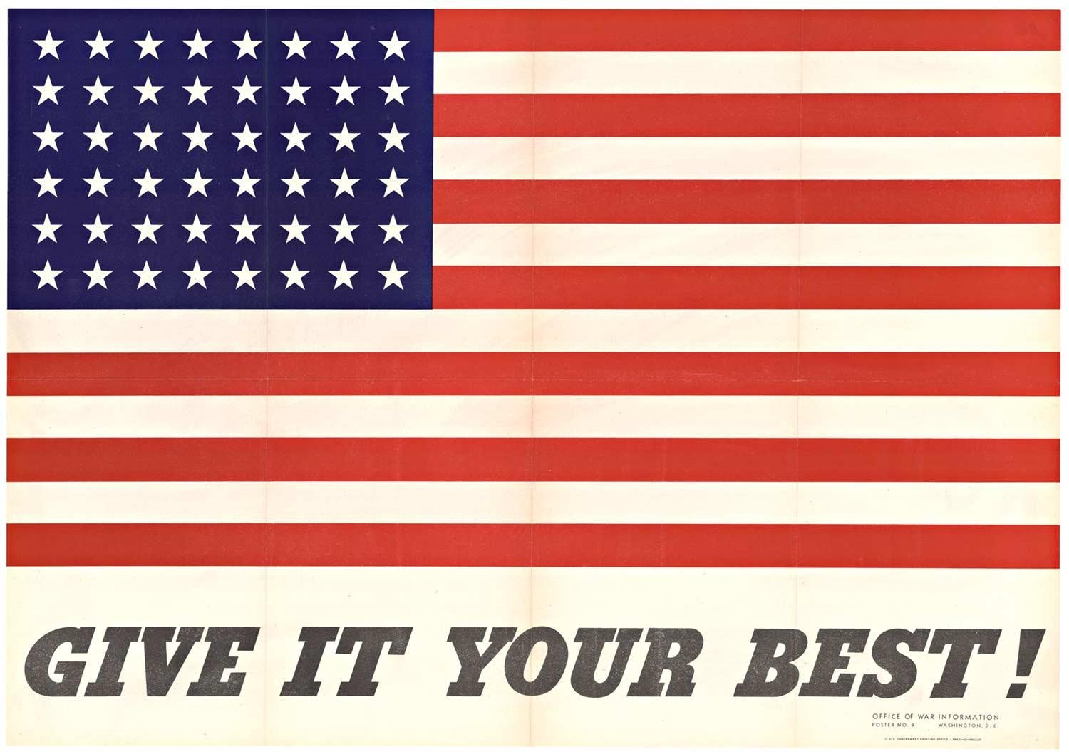 Charles Coiner Print - Original "Give It Your Best"  American Flag - 48 stars -  vintage poster