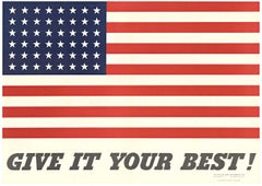 Original Give It Your Best! vintage 1942 poster | U. S. Flag with 48 stars