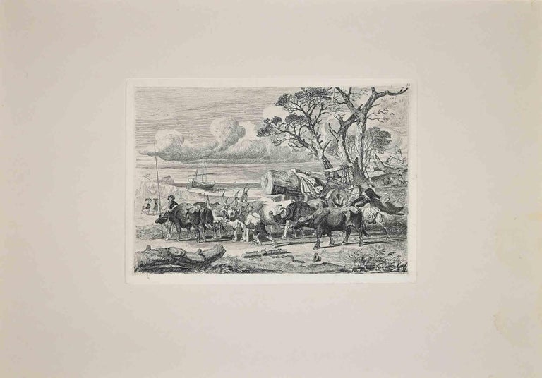 Roman Countryside is an original etching artwork realized after Charles Coleman (1807, Yorkshire - 1874, Roma) in 1992.

Signed on the plate. The rare edition of only 25 copies.

Good condition except for a minor stain on the right margin.

This