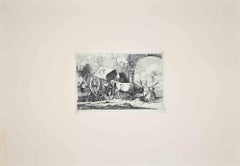 Roman Countryside with the Carriage- Original Etching After Charles Coleman-1992