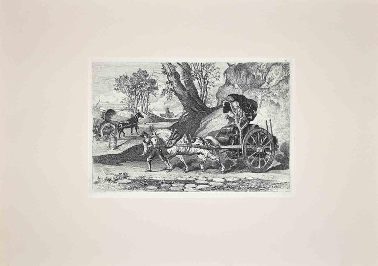 Roman Countryside with the carriage is an original etching artwork realized after Charles Coleman (1807, Yorkshire - 1874, Roma) in 1992.

Signed on the plate. The rare edition of only 25 copies.

Good condition with a minor stain.

This artwork is