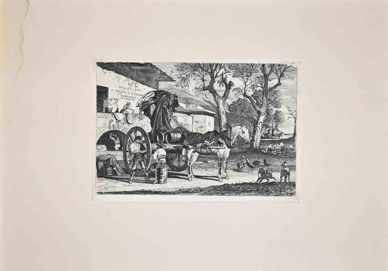 Roman Countryside with the carriage is an original etching artwork realized after Charles Coleman (1807, Yorkshire - 1874, Roma) in 1992.

Signed on the plate. The rare edition of only 25 copies.

Good condition with a minor stain on the left