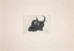 The Bull in the Roman Countryside - Original Etching After Charles Coleman-1992