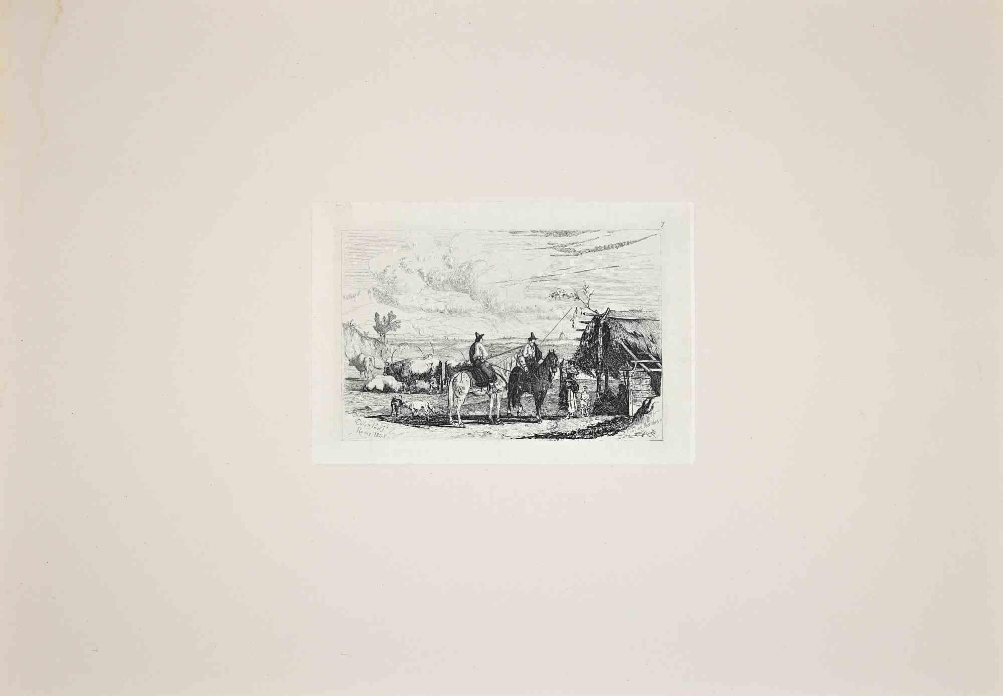 La casa rústica en la campiña romana es una obra de arte original al aguafuerte realizada por Charles Coleman (1807, Yorkshire - 1874, Roma) en 1992.

Firmado en la placa. La rara edición de sólo 25 ejemplares.

Buenas condiciones.

Esta obra