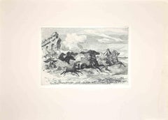 Wild Horses in Roman Countryside - Original Etching After Charles Coleman - 1992