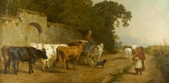 Going To Market A Large English Genre Scene with Cattle 
