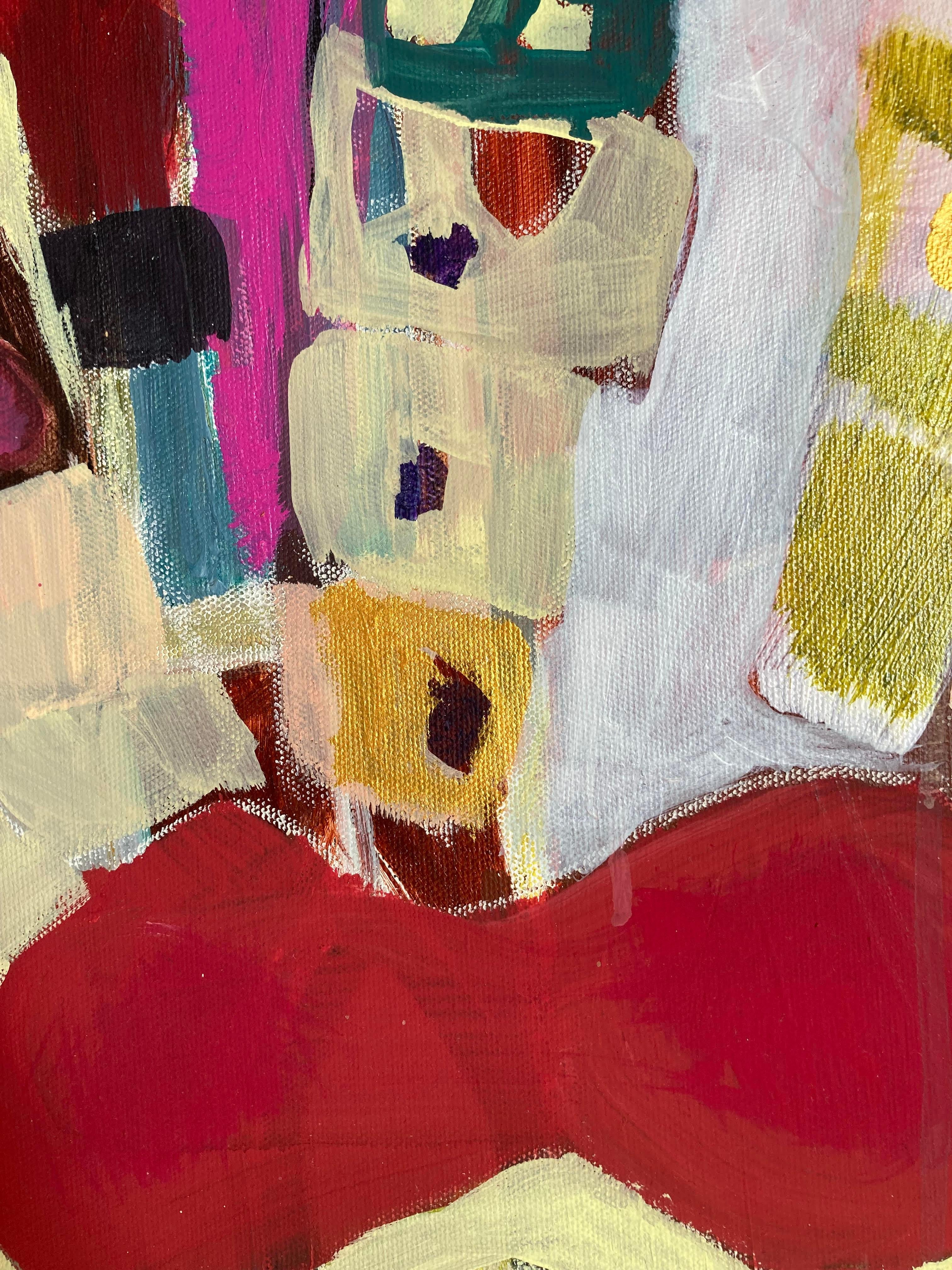 Servierplatten und Sinusoide (Grau), Abstract Painting, von Charles Collins