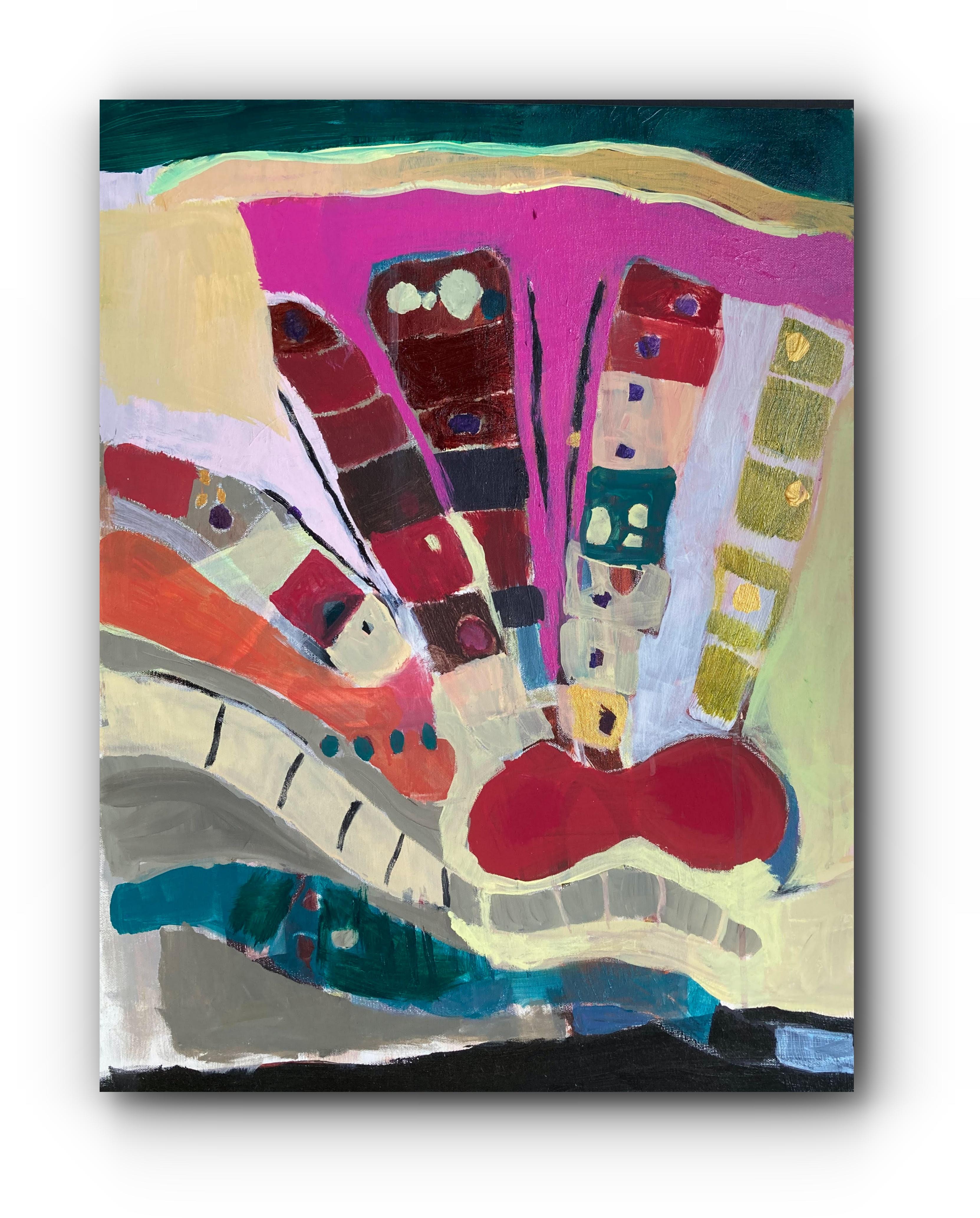 Charles Collins Abstract Painting – Servierplatten und Sinusoide