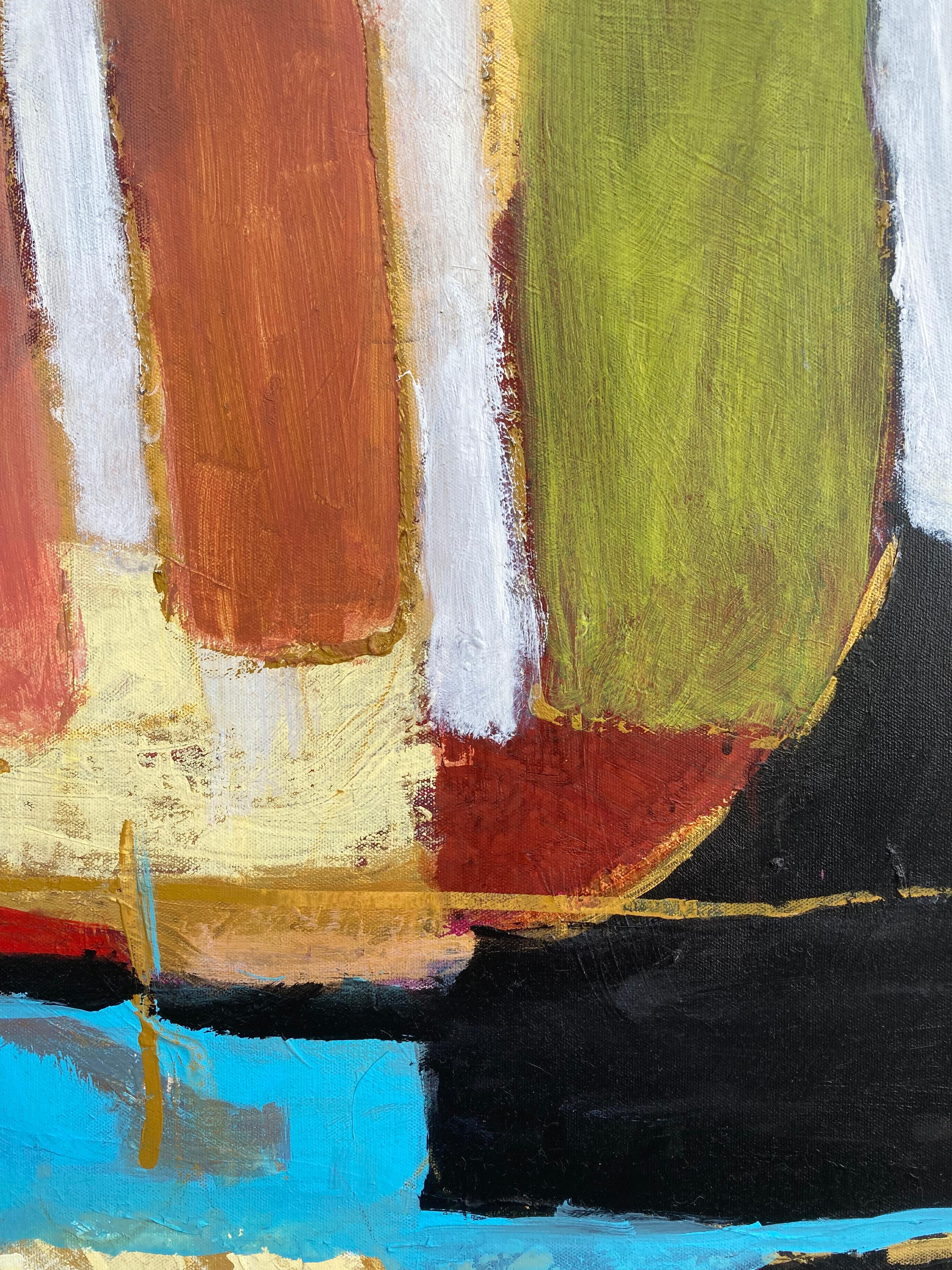 Trois esprits (peinture abstraite contemporaine) - Gris Abstract Painting par Charles Collins