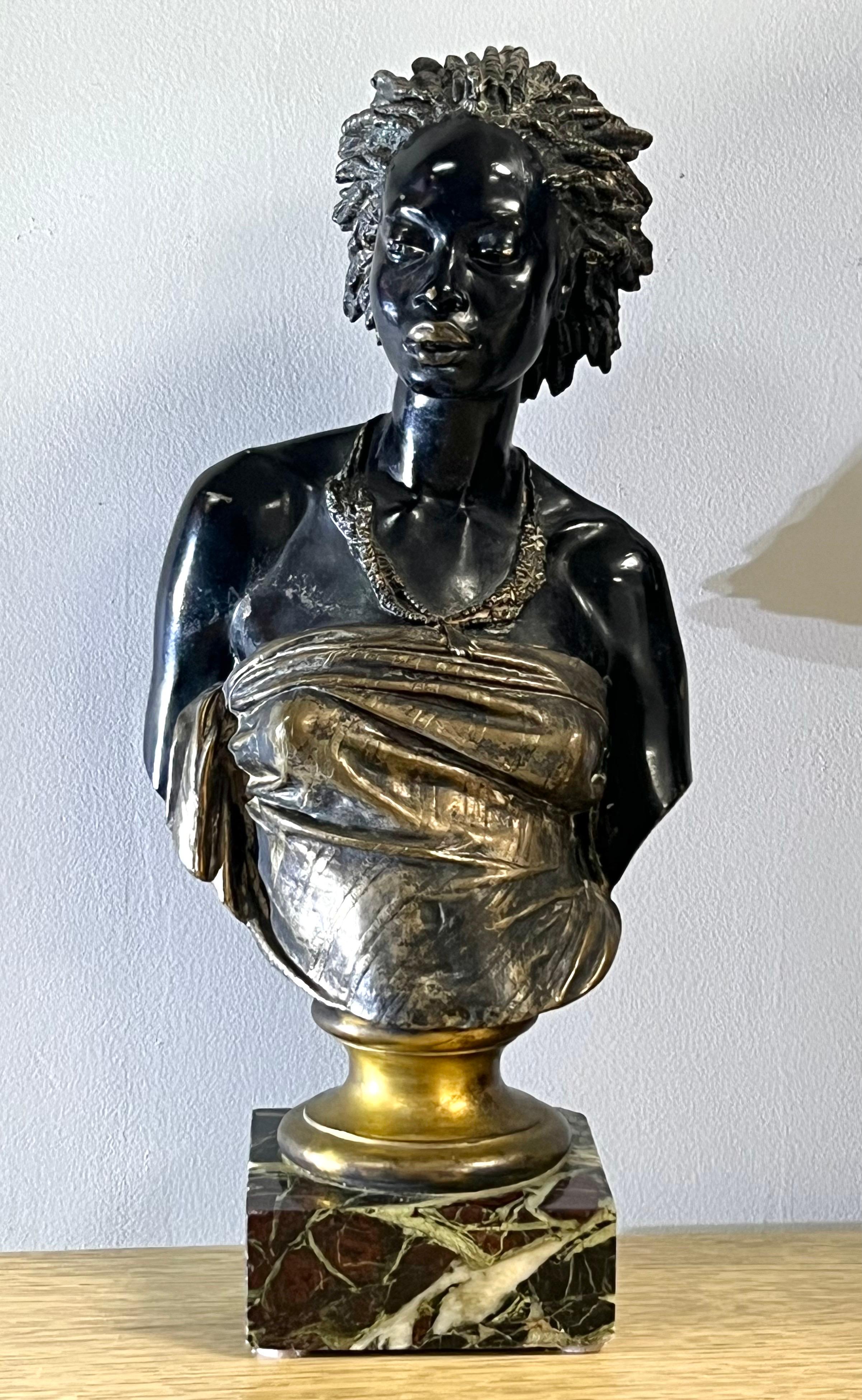 A rare sculpture by Charles Cordier.  1850s-1900s Beautiful model retaining the original finishes. Signed “C H Cordier” on edge of arm. On a marble base. 
For a more detailed condition report please contact me. 