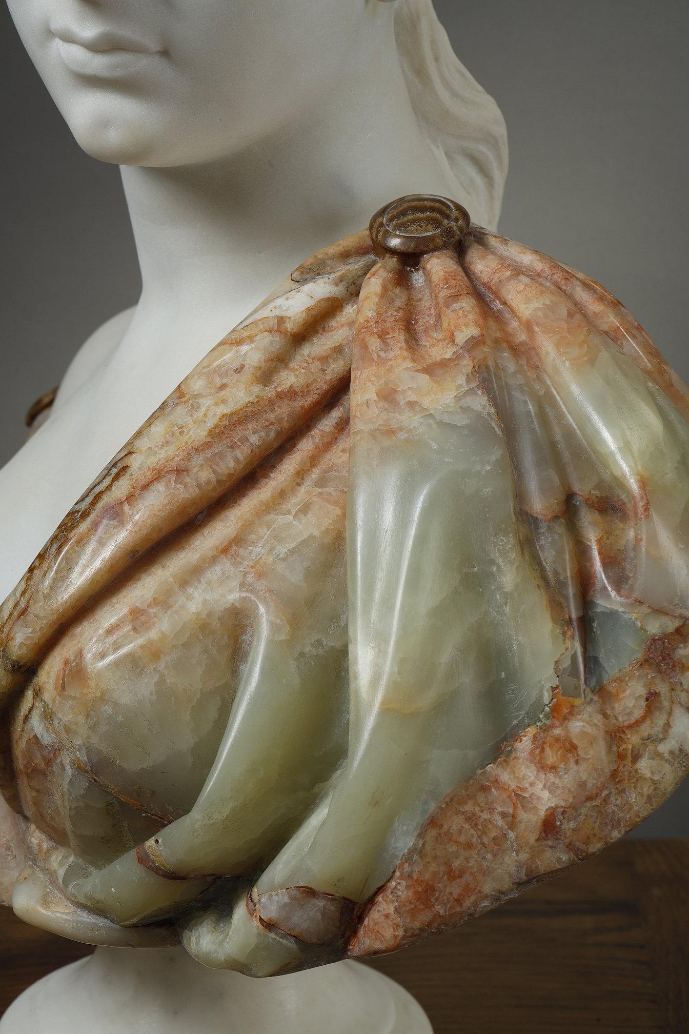 Ritratto di una signora - Figurative Sculpture Nero di Charles Cordier
