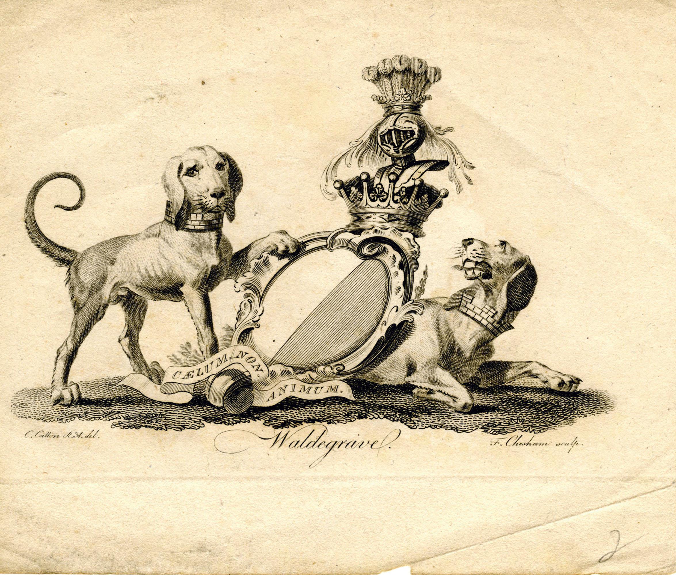 Portrait Print de Charles Cotton - Escudo del Conde Waldegrave