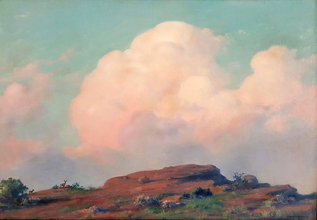 Charles Courtney Curran Animal Painting - Evening on the Summit