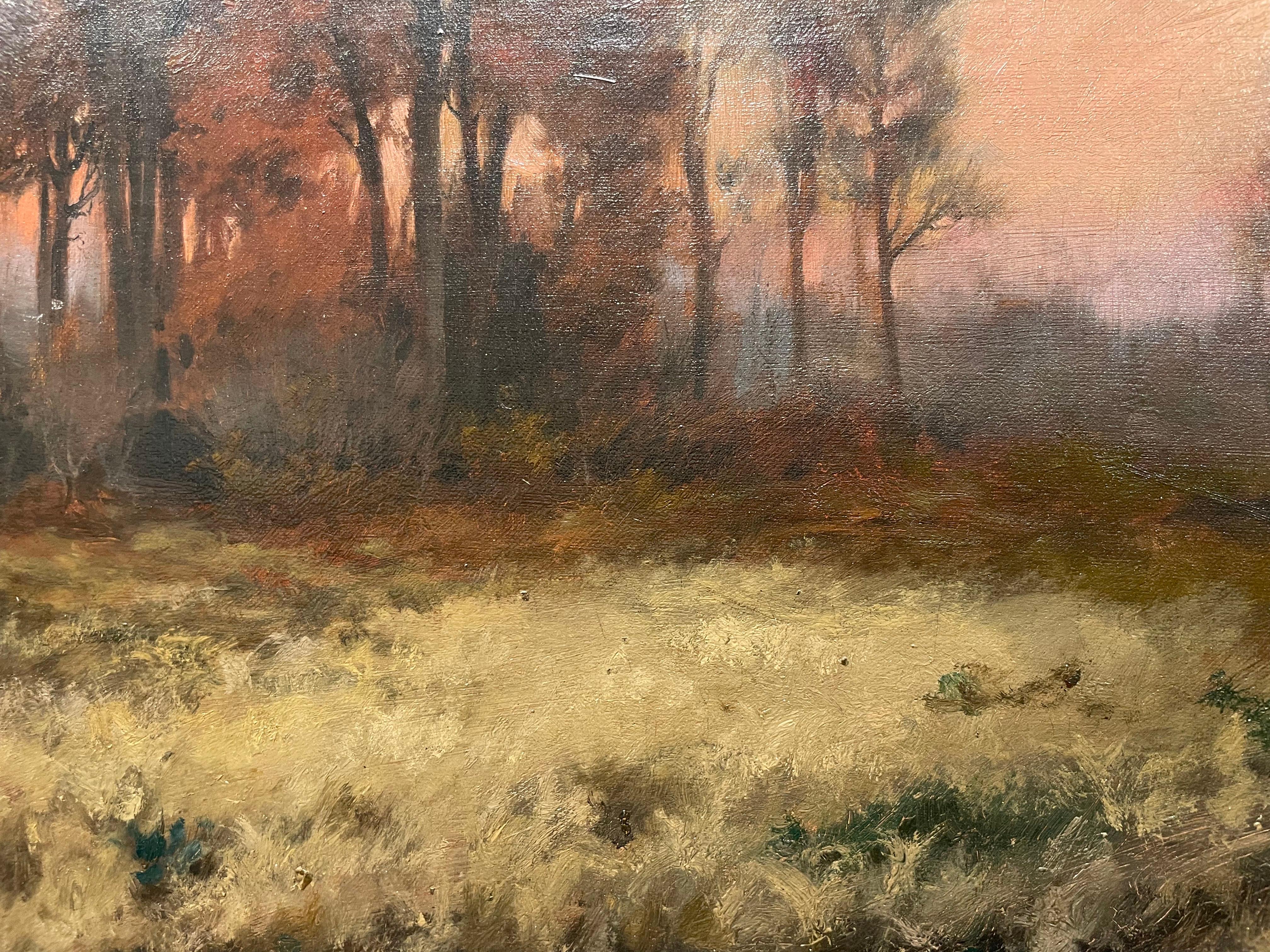 Late 19th Century Landscape at Dusk by American Impressionist For Sale 6
