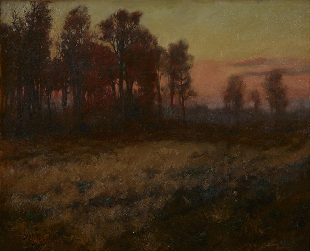 Late 19th Century Landscape at Dusk by American Impressionist - Painting by Charles Courtney Curran