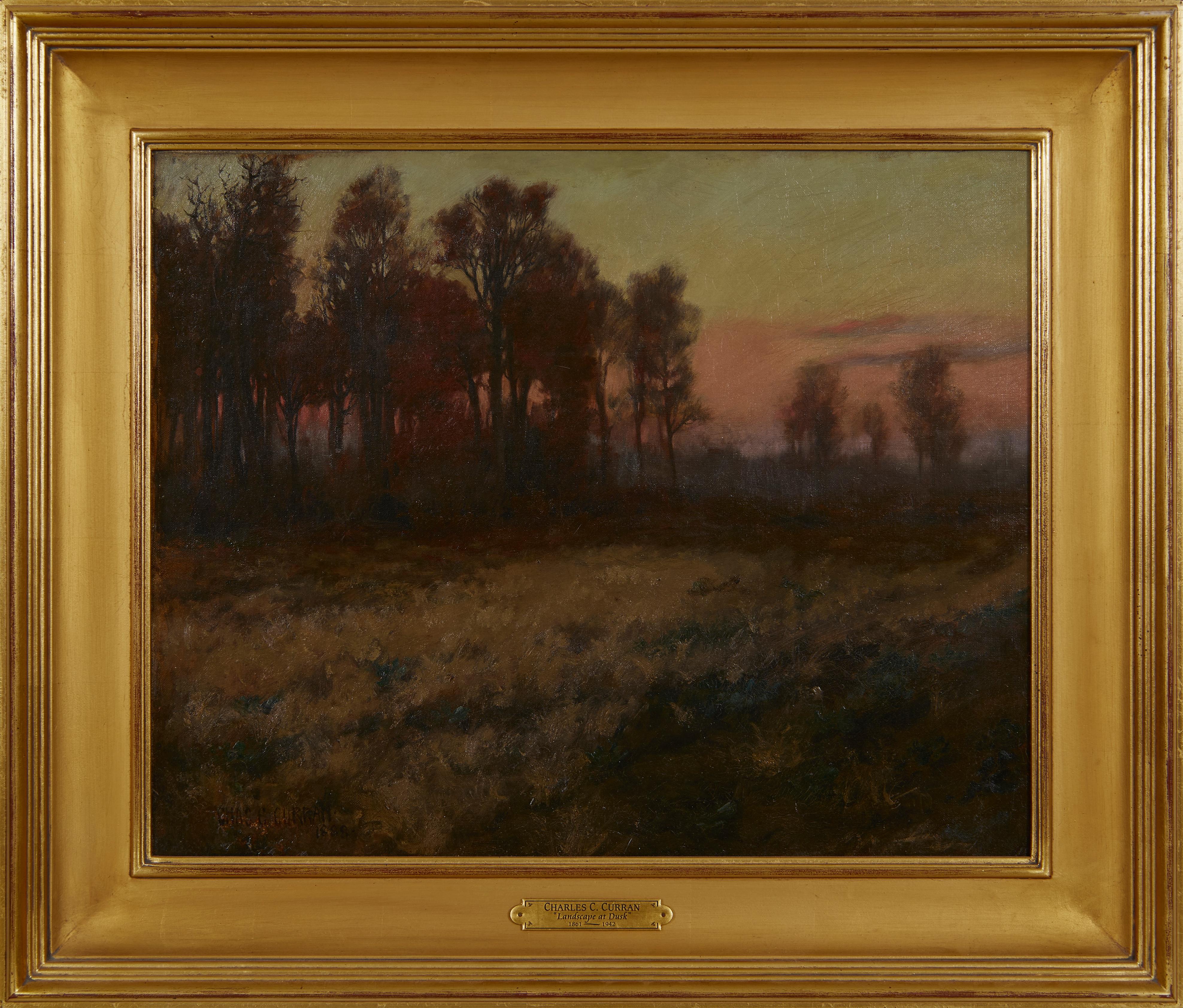 Late 19th Century Landscape at Dusk by American Impressionist - Brown Figurative Painting by Charles Courtney Curran