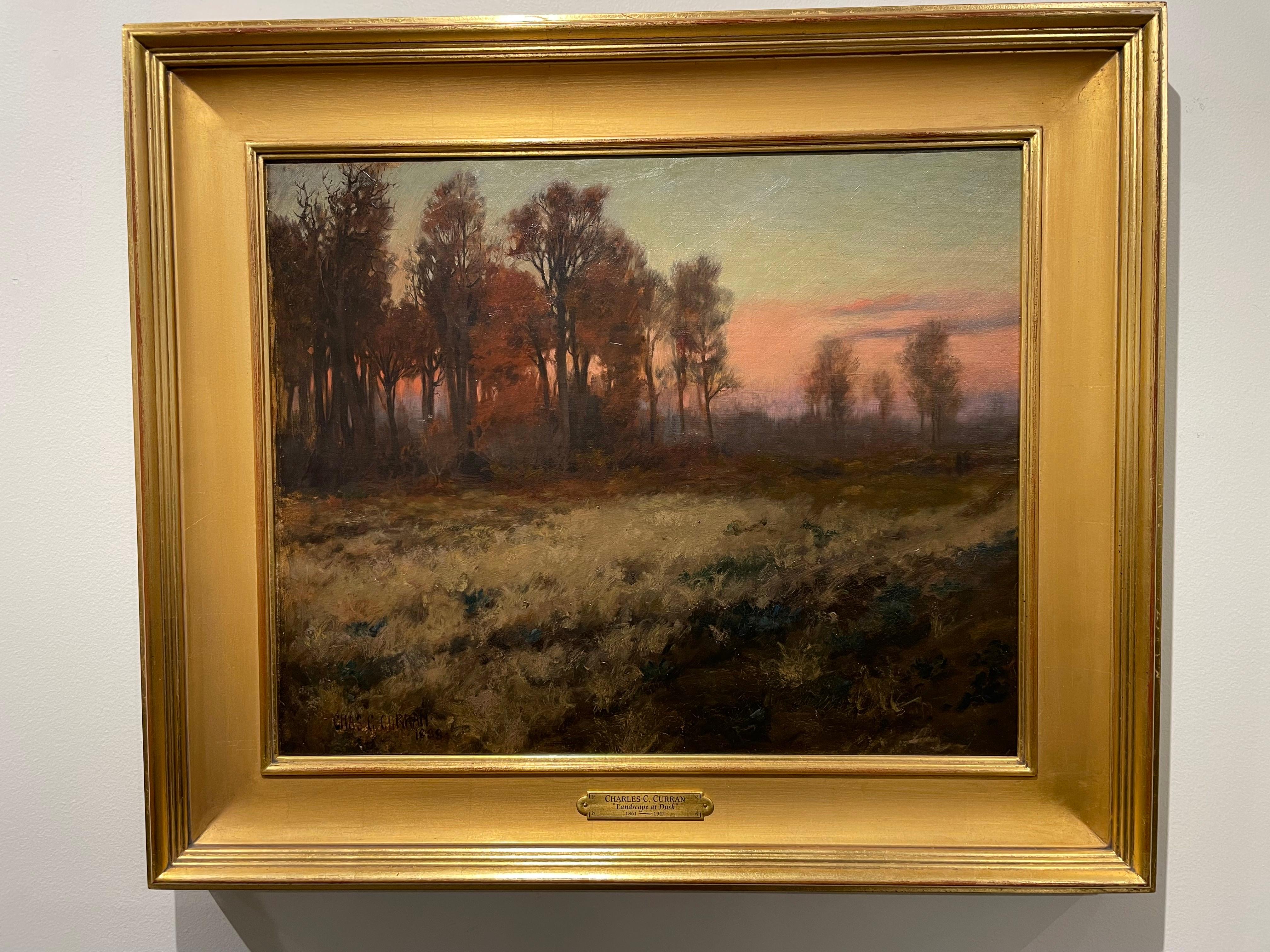 Late 19th Century Landscape at Dusk by American Impressionist For Sale 1