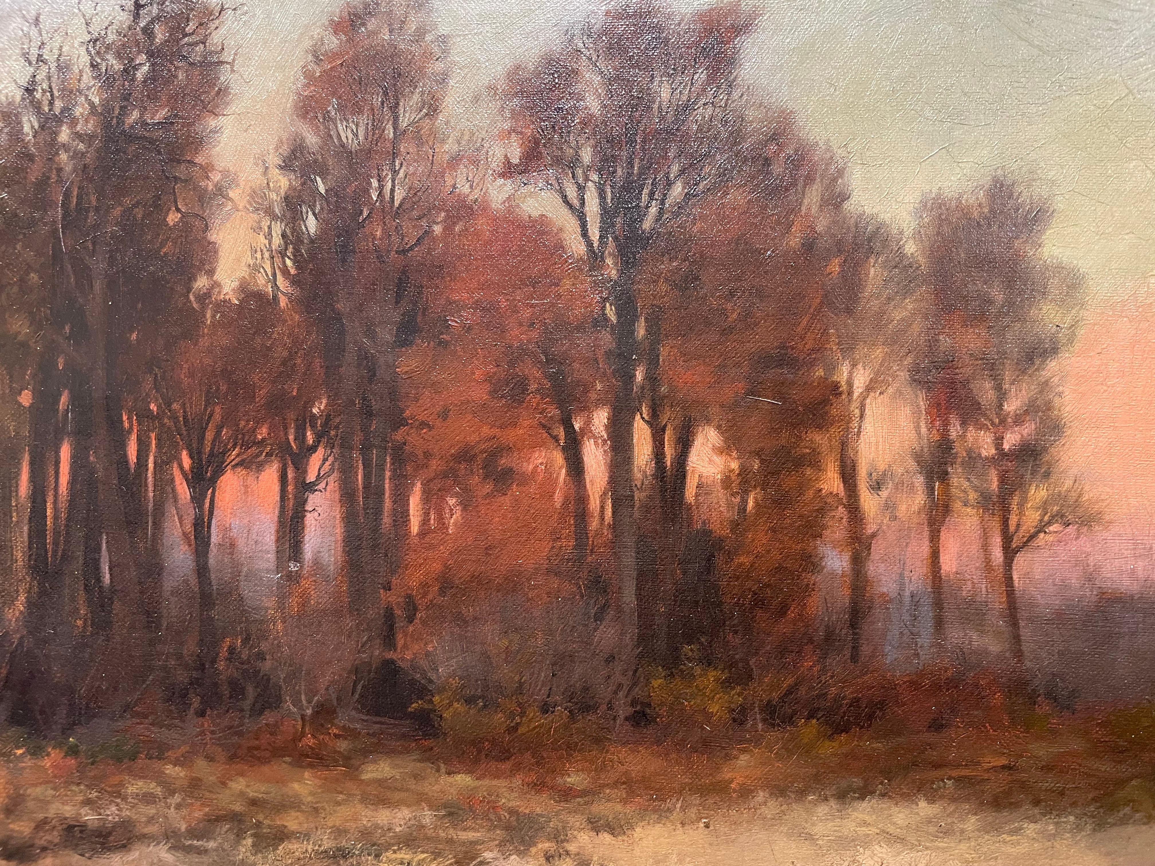 Late 19th Century Landscape at Dusk by American Impressionist For Sale 4