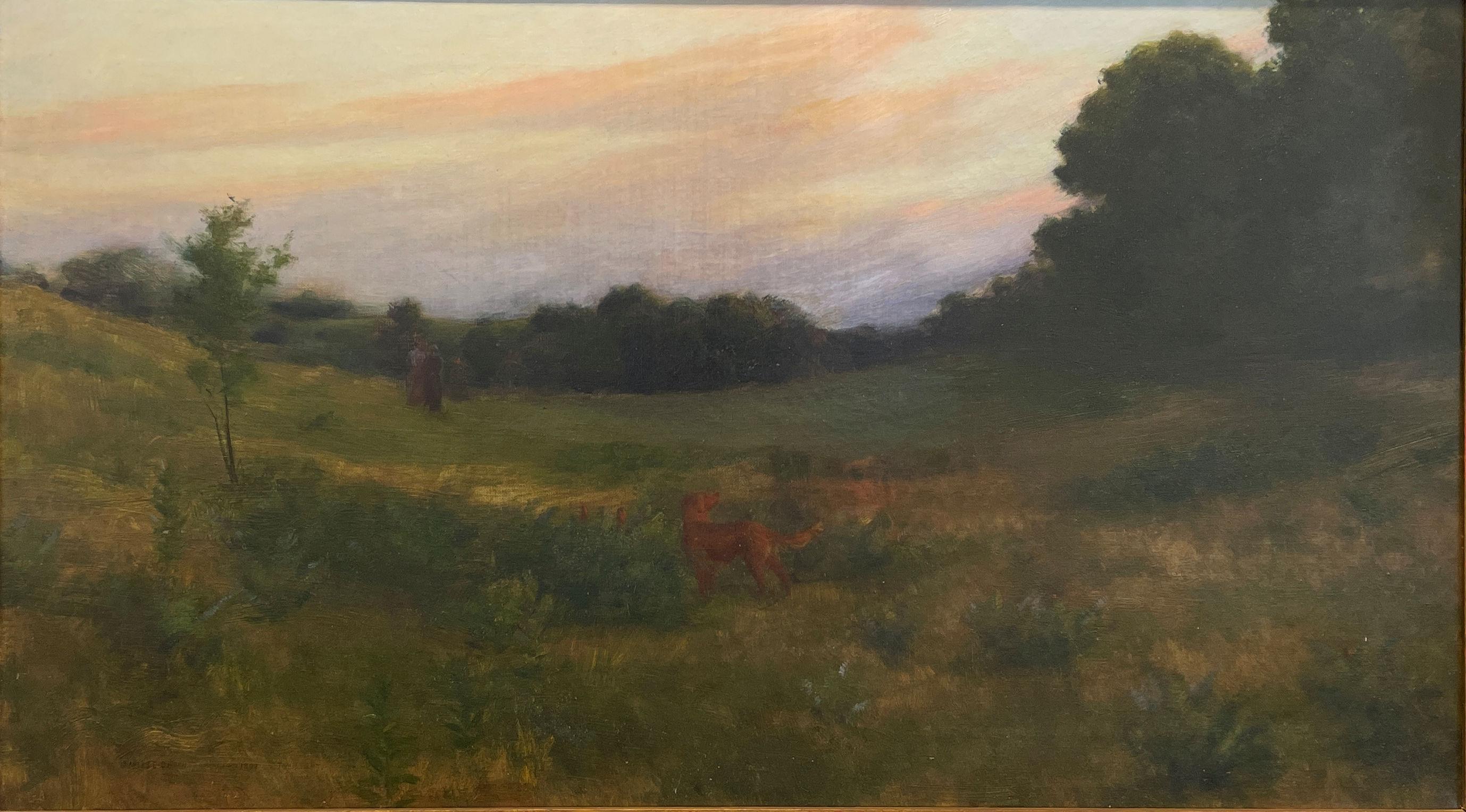 Charles Courtney Curran (1861 - 1942)
Crepúsculo, Mianus, Connecticut, 1892
Óleo sobre lienzo
18 x 32 pulgadas
Firmado, titulado y fechado abajo a la izquierda

Charles Curran, pintor impresionista de figuras, géneros y paisajes, es conocido como un