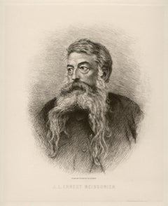 Jean-Louis Ernest Meissonier, artiste, portrait gravure à l'eau-forte de Charles Courtry, 1883