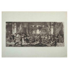 The Party - Original Etching by Charles Courtry - Late 19th Century