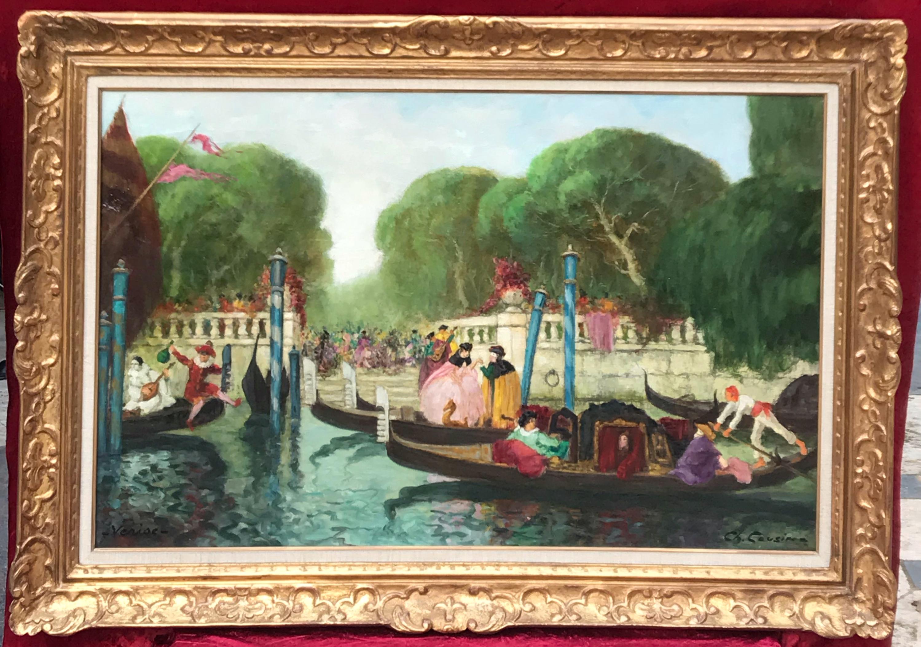 Charles Cousin Landscape Painting - Carnival in Venice