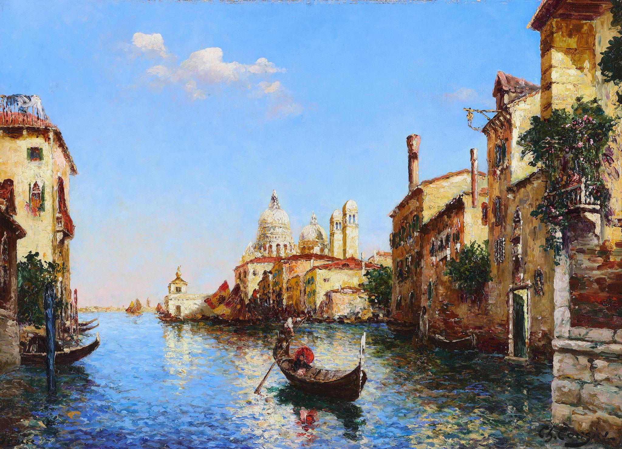 Grand Canal à Venise - Impressionnisme Painting par Charles Cousin