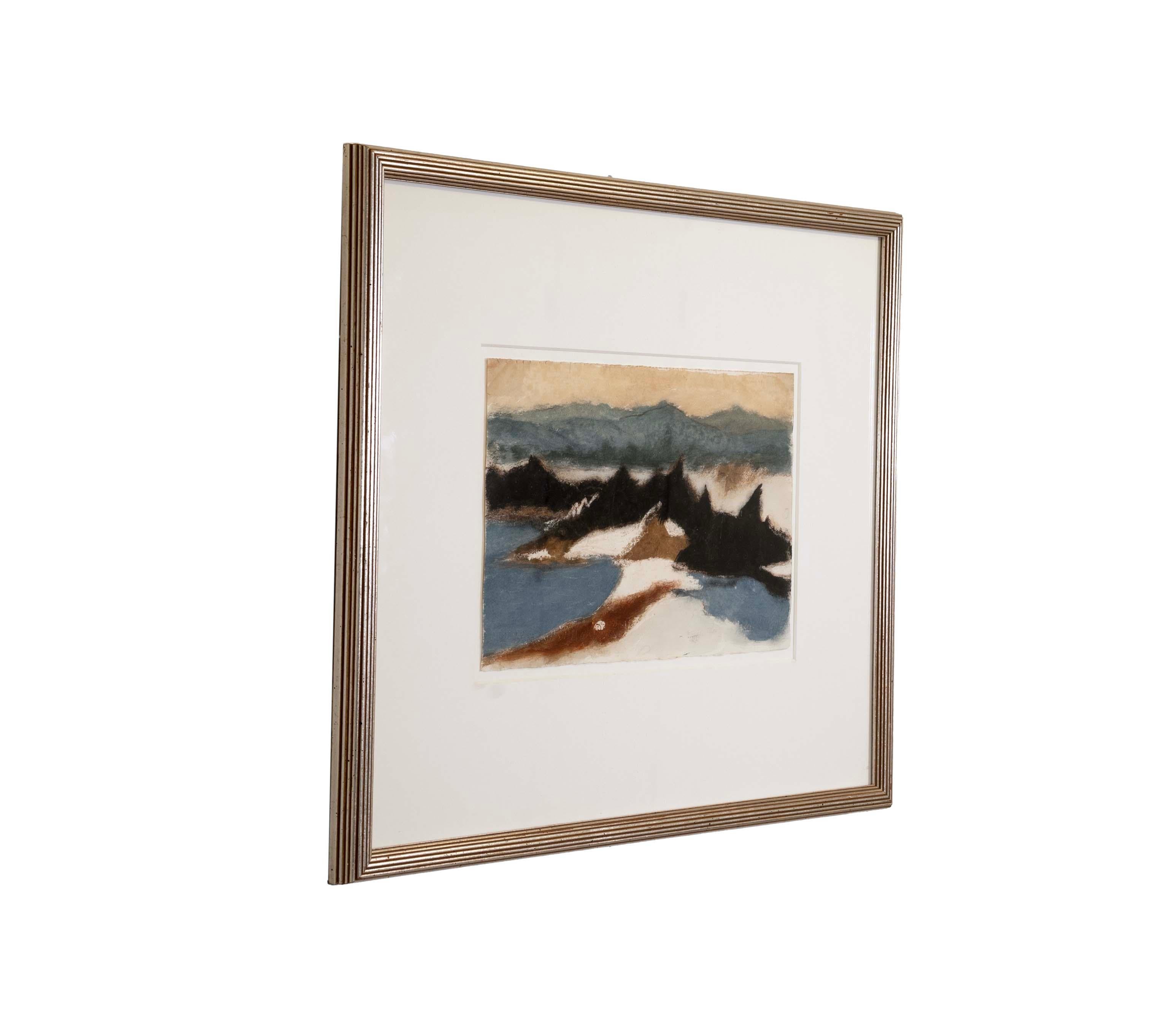 Americano Charles Culver ha firmato un disegno moderno a pastello su carta incorniciato 1950 in vendita
