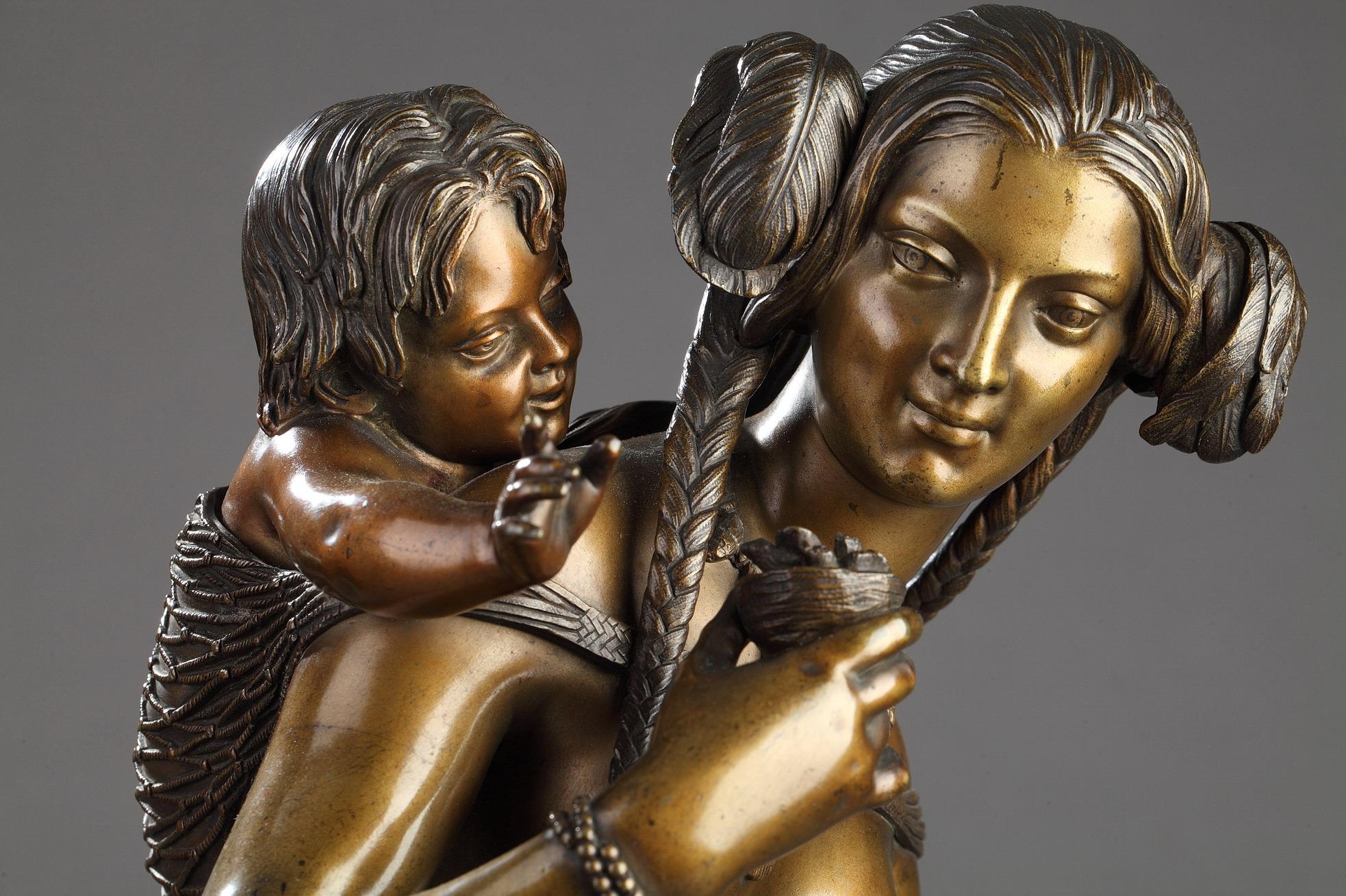 Chasseuse indienne - Réalisme américain Sculpture par Charles Cumberworth