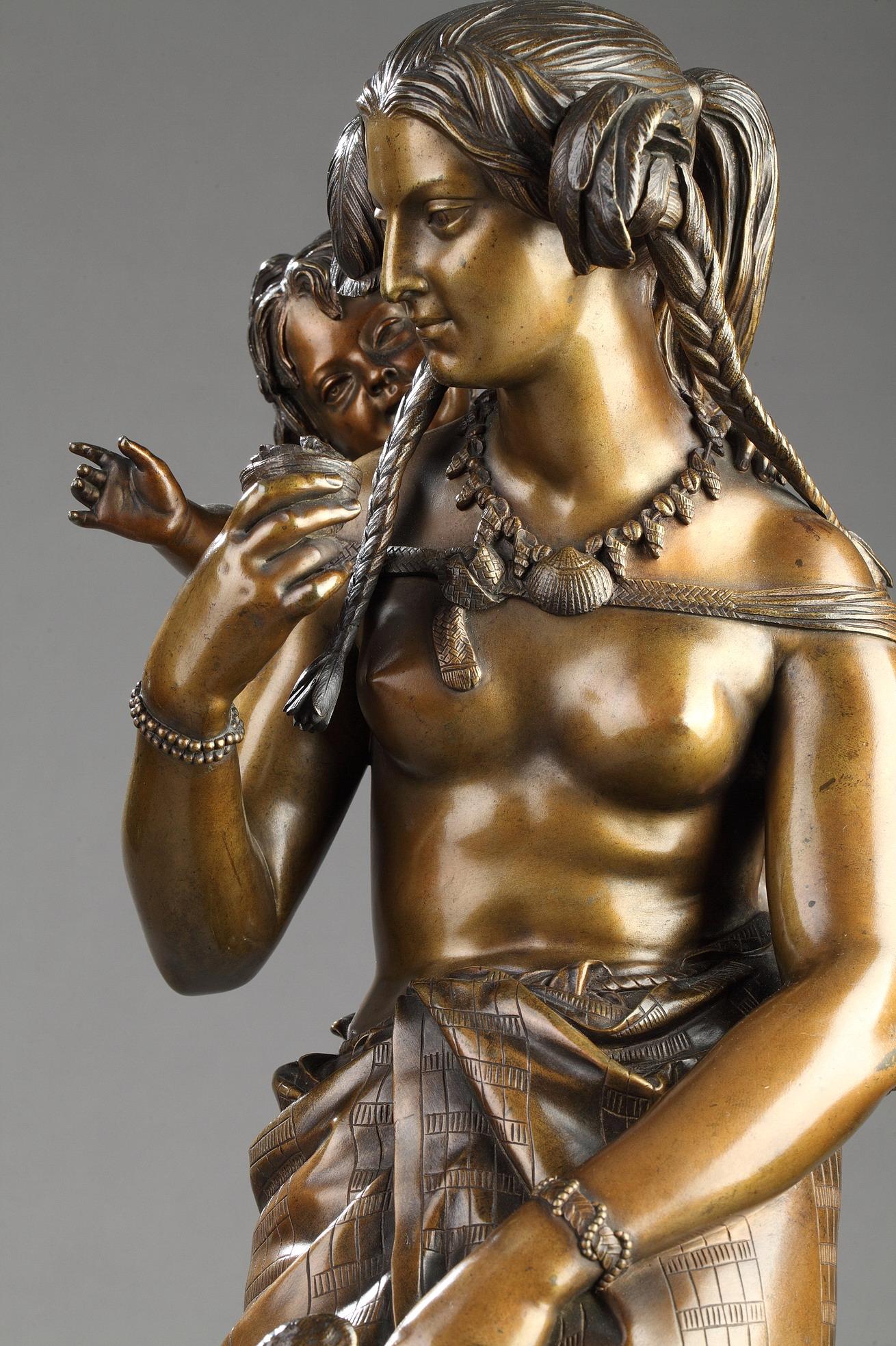 Indian Huntress - Gold Figurative Sculpture by Charles Cumberworth