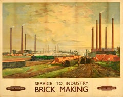 Original Retro Poster Service To Industry Brick Making British Railways Train