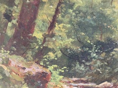 Antique French Impressionist Oil Painting En Plein Air Dappled Light River