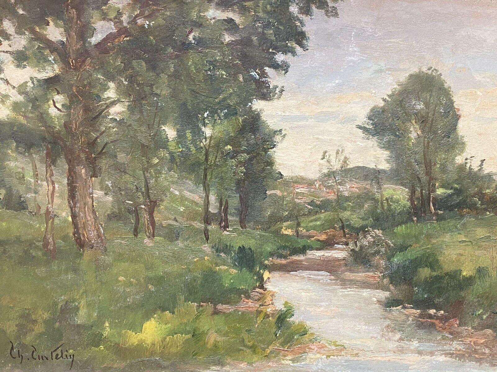 CURTELIN (FRENCH 1859-1912) EN PLEIN AIR IMPRESSIONIST OIL - RIVER LANDSCAPE - Painting by CHARLES CURTELIN (FRENCH 1859-1912