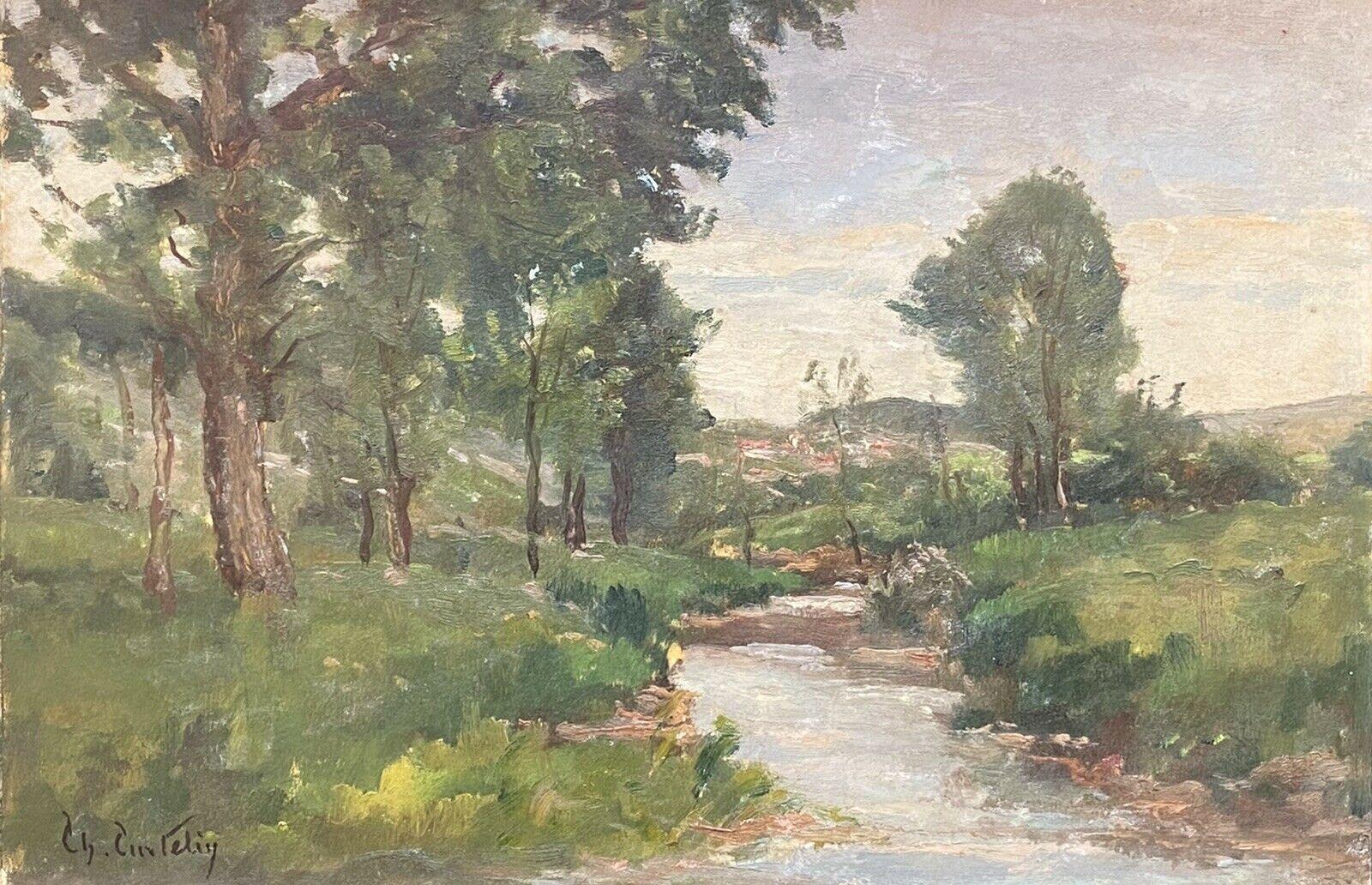 CHARLES CURTELIN (FRENCH 1859-1912 Landscape Painting - CURTELIN (FRENCH 1859-1912) EN PLEIN AIR IMPRESSIONIST OIL - RIVER LANDSCAPE