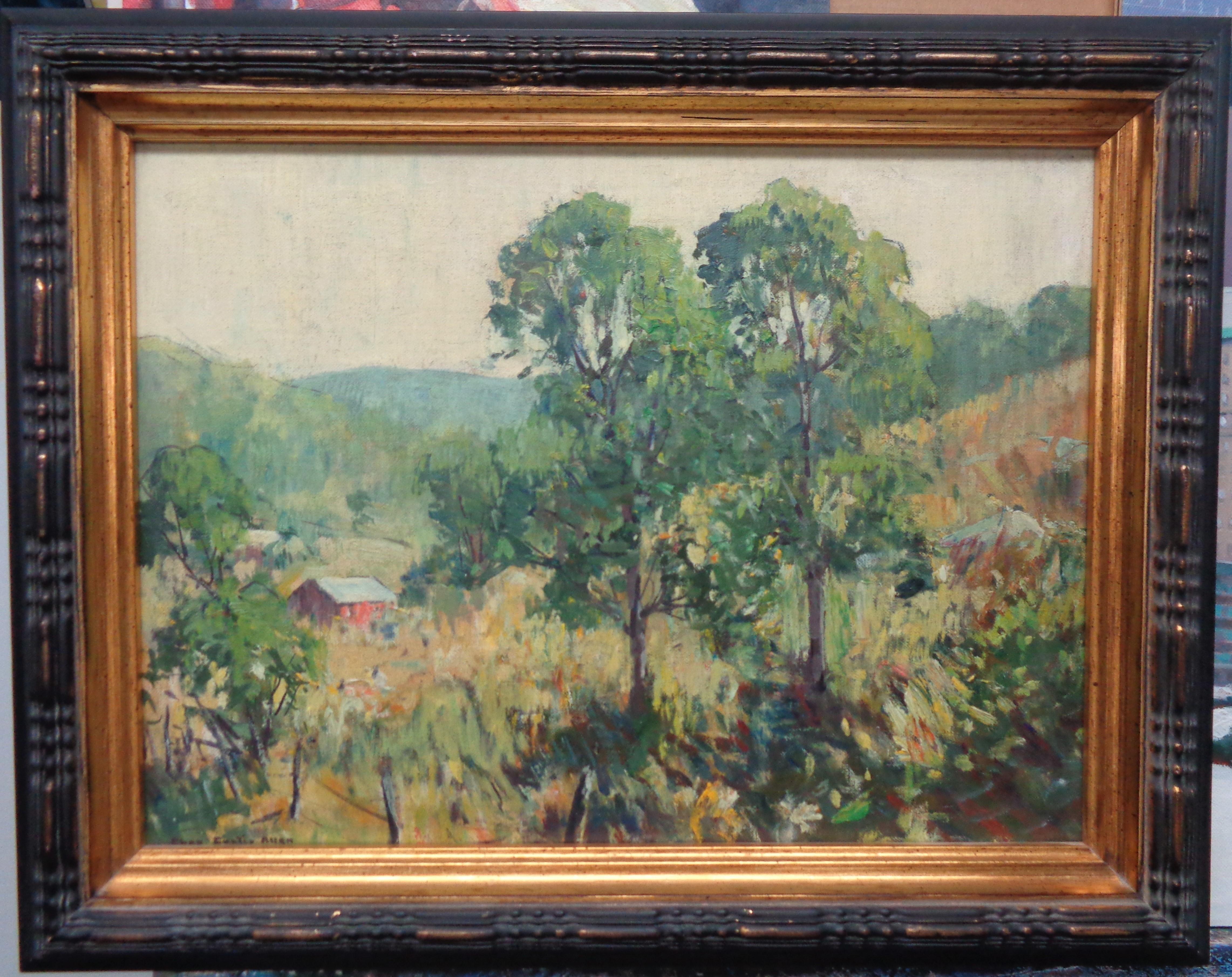 Two Trees
oil/board,  image is 11.13 x 15.13 unframed, 15 x 19 framed
 Signed LL.
Could benefit from a cleaning. In as untouched purchased condition.

Brief Biography from ASKART
   Charles Curtis Allen
 was born December 13, 1886 in Waban,