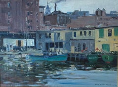 American Impressionist, Charles Curtis Allen, Boston Waterfront, Landscape Scene