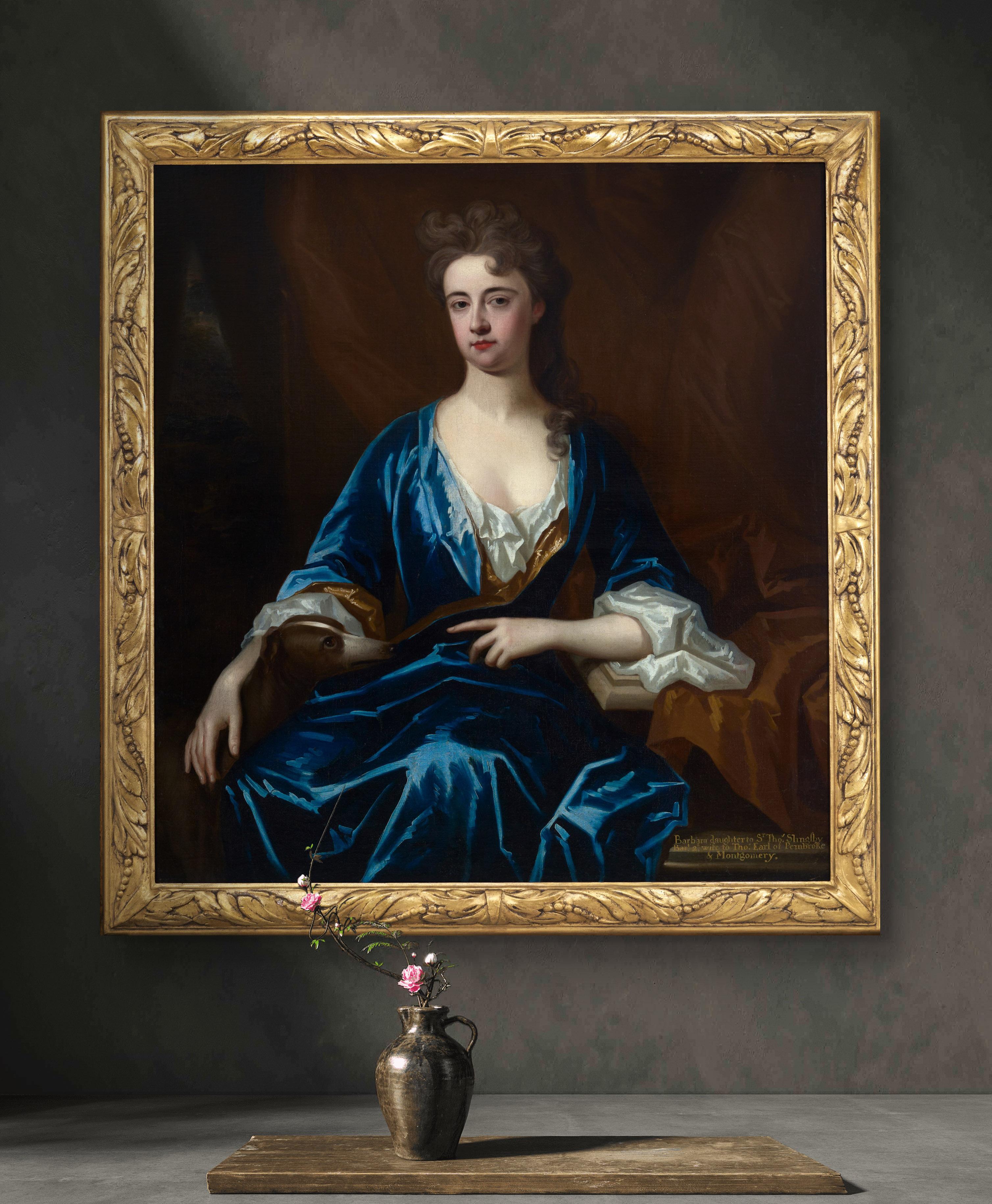Porträt einer Dame, Barbara Herbert, Gräfin von Pembroke um 1708, großes Gemälde (Alte Meister), Art, von Charles D'Agar