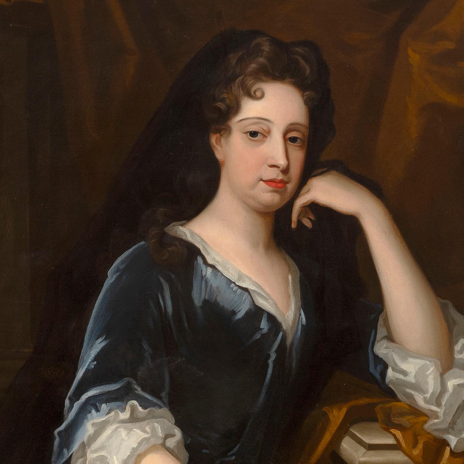 Portrait d'une dame en veuvage, assise dans un décor architectural - Maîtres anciens Painting par Charles d'Agar