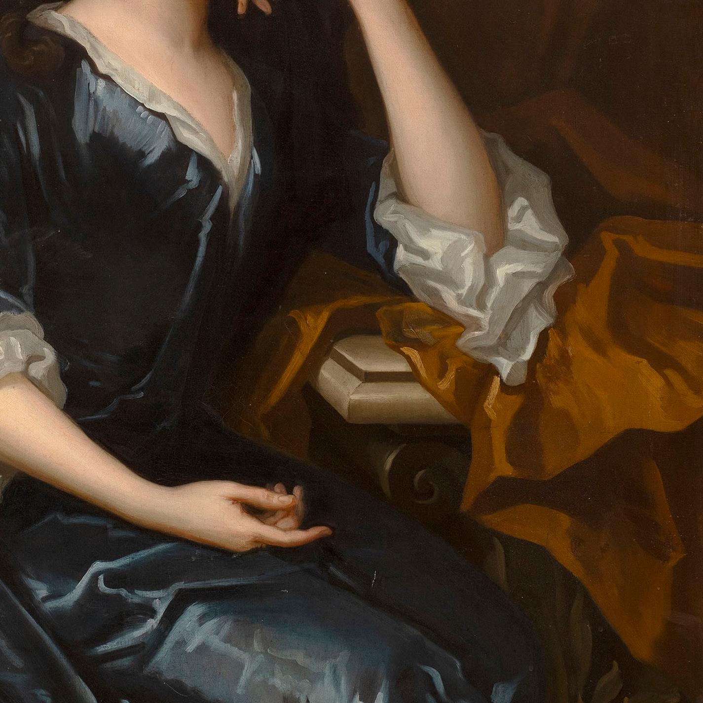 Portrait d'une dame en veuvage, assise dans un décor architectural - Noir Portrait Painting par Charles d'Agar