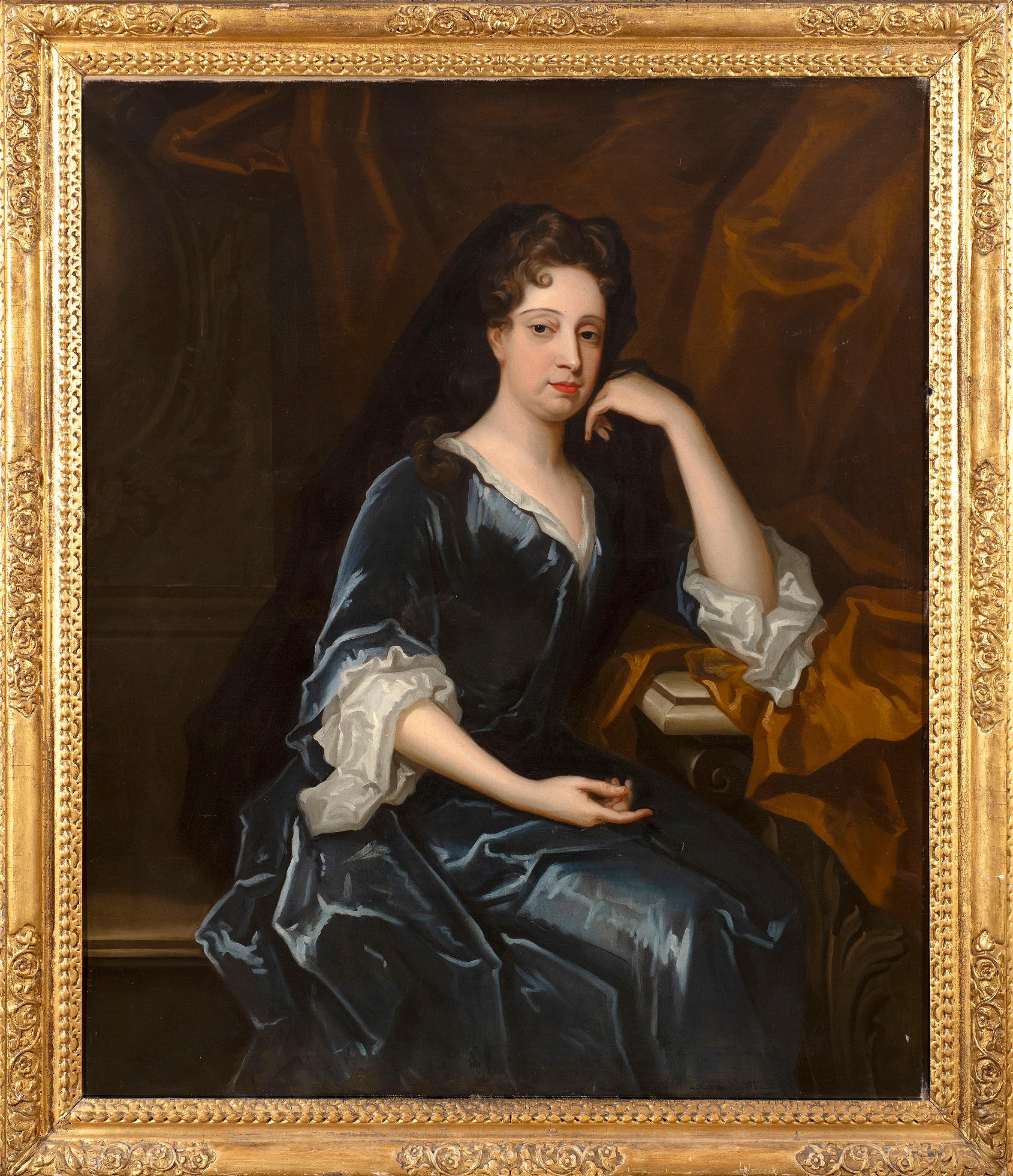 Portrait Painting Charles d'Agar - Portrait d'une dame en veuvage, assise dans un décor architectural